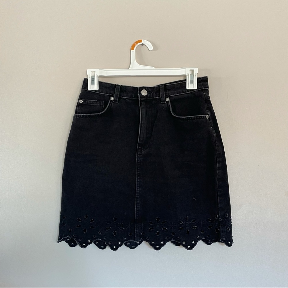 Black Denim Mini Skirt